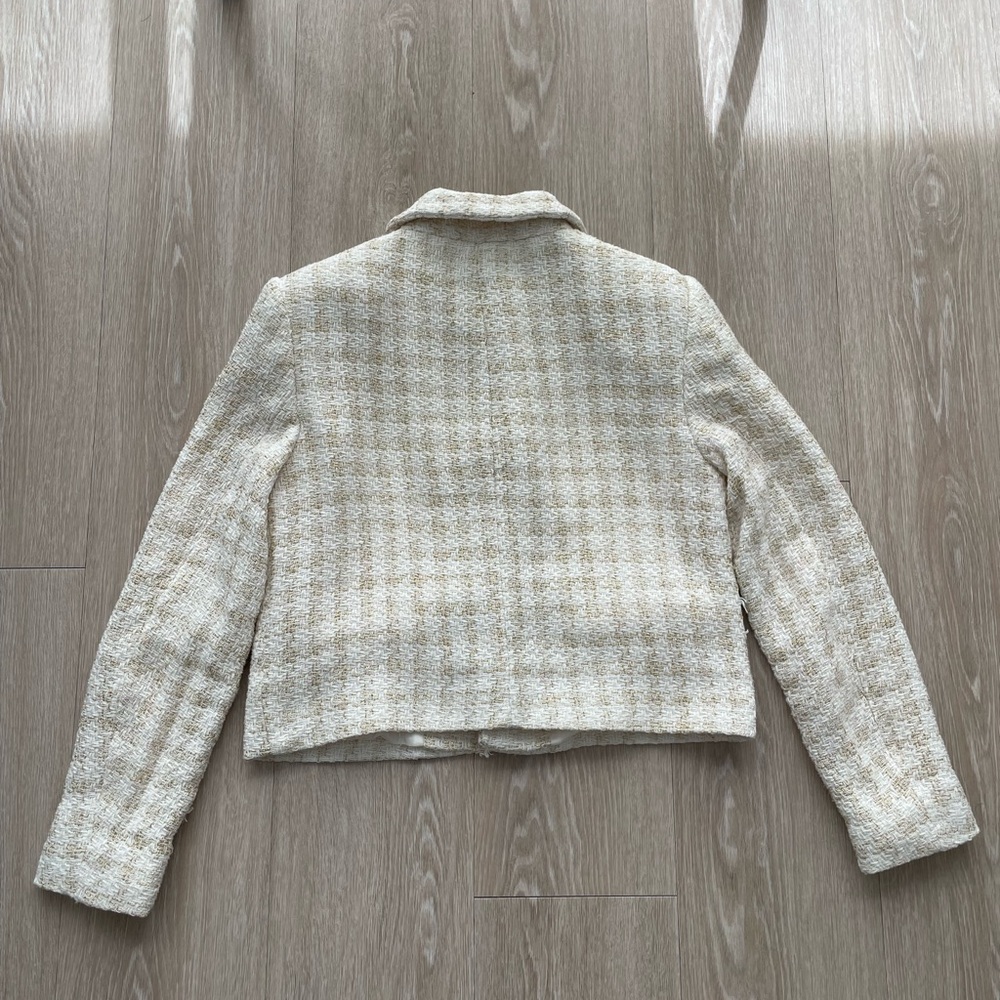 Zara Tweed Jacket Gold Ivory Size Small - Picture 7 of 10